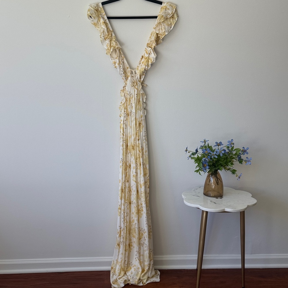 SABO Floral Maxi Dress with Ruffle Straps